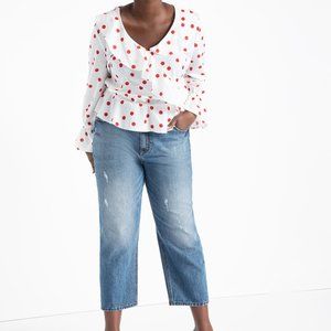 Eloquii White Blouse with Red Polka Dots